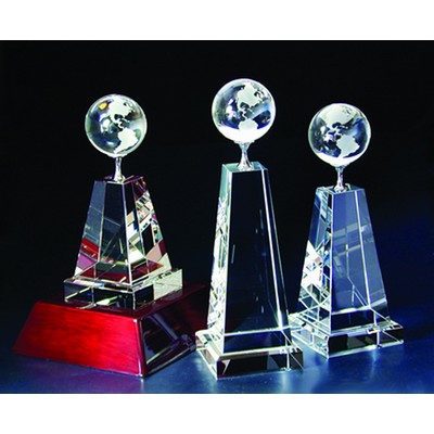 Globe Tower Optical Crystal Award/Trophy 8"H