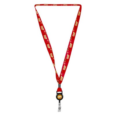 3/4" LA-460 Attachment Sublimation Lanyard w/ Retractable Badge Holde (Factory Direct - 10-12 Weeks)