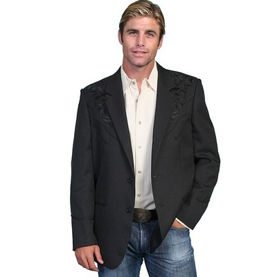 Men's Blazer w/Floral Tonal Embroidery