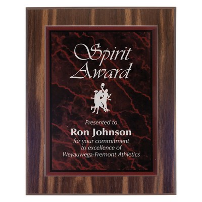 Walnut Finish Plaque with Red Marble Acrylic Plate (8" x 10")