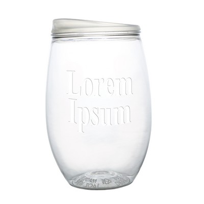 16 Oz. PET Plastic Stemless Lidded Wine Tumbler