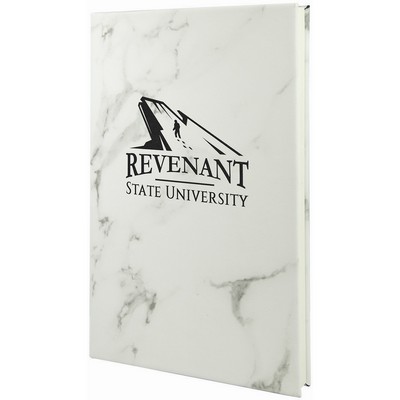 5 1/4" x 8 1/4" White Marble Laser Engraved Leatherette Journal