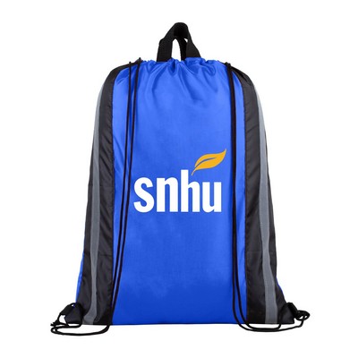 Drawstring Backpack with Sport Stripes and Handle