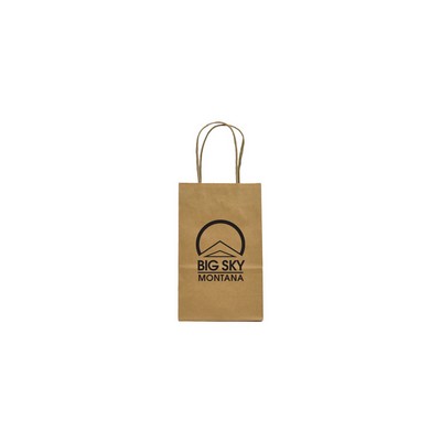 Kraft Paper Shopping Bag (5.25"x3.5"x8.875")