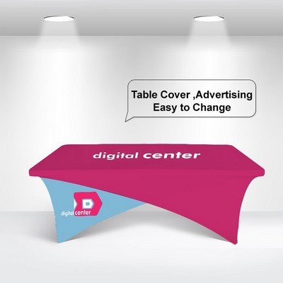 8' Cross-over Stretch Table Covers in Full Color Overall