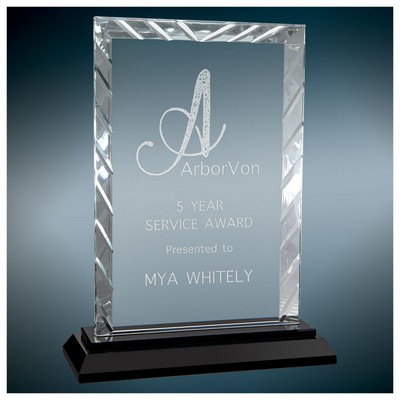 8" Rectangle Accent Glass Award w/Black Base