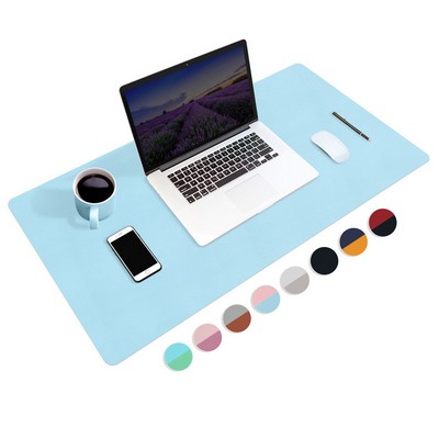 Customized Dual-Sided Desk Pad Waterproof Protector Leather Writing Mat Mouse Pad Placemat 30"*15"