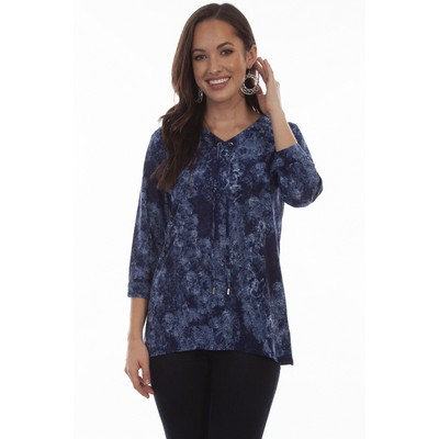 Honey Creek Hi/Lo Blouse w/Criss-Cross Neck Tie