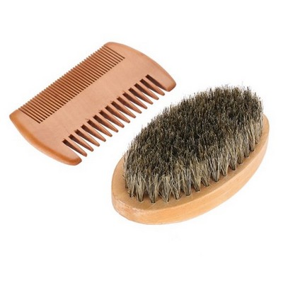 Wooden Comb And Brush Kit For Beard