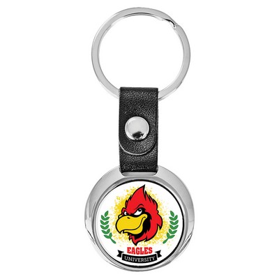 3.4" x 1.4" Round Sublimatable Keychain with White Insert