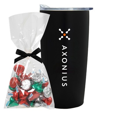 Promo Revolution - 20 Oz. Straight Tumbler w/Plastic Liner Gift Set w/Hershey® Holiday Kisses®