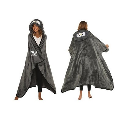 Poncho Wrap Hooded Wearable Blanket with Sherpa