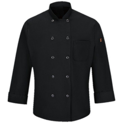 Red Kap™ Men's Long Sleeve Chef Coat w/OilBlok & MIMIX™ - Ten Button - Black