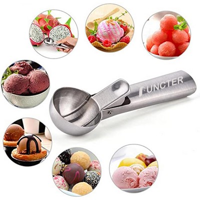 Metal Ice Cream Scoops with Trigger, Stainless Steel Ice Cream Digger Fruit Ice Ball Maker