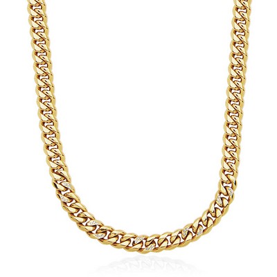 CJ Steelx 8mm Cubic Zirconia Accent Cuban Chain - Gold