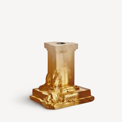 Kosta Boda Medium Amber Haze Rocky Baroque Candlestick