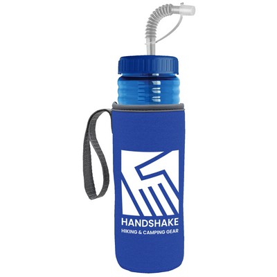 The Lifeguard - 24 oz. PETE Bottle with a Straw lid and Caddy