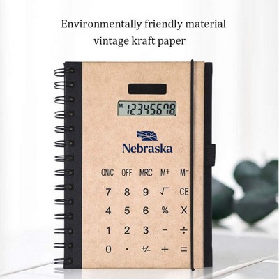 Multi-Function Notebook Solar Calculator with Pen