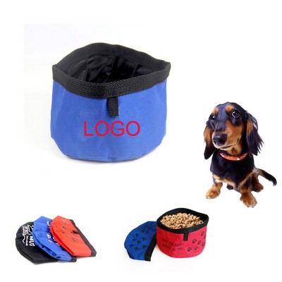 6 1/3" Waterproof 600D Oxford Fabric Collapsible Pet Feeding Bowl