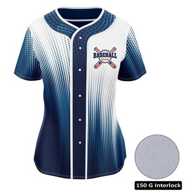 Women's Sublimation Full-Button Baseball Jersey - 150G Interlock