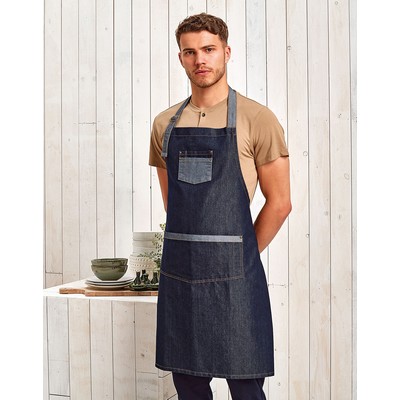 'Domain' Contrast Denim Bib Apron