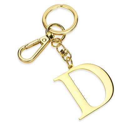 Gold Letter D Keychain Metal Keychain Initial Keychain