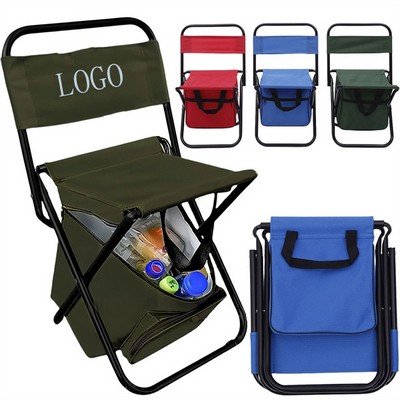 Portable Foldable Camping Chair With Cooler Bag