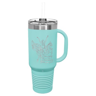 Polar Camel 40 oz. Teal Travel Mug with Handle, Straw Included