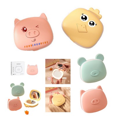 Cute Portable Hand Warmer w/ Built-In Makeup Mirror