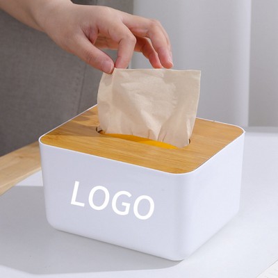 Tissue Box With Wooden Lid