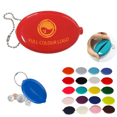 Oval Sof-Touch Squeeze Coin Purse Keyring