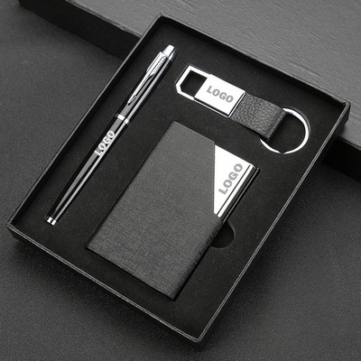 Business Card Case Keychain Pen Set - 4 Locations LOGO