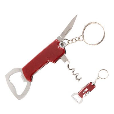 Versatile Multi Functions Steel Bottle Opener with Key Ring