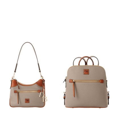 Dooney & Bourke Taupe Pebble Grain Hobo And Backpack Set