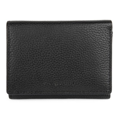 Bugatti Genuine Black Leather-Trifold Wallet