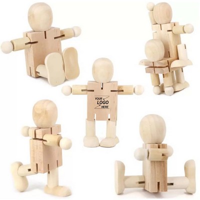 Exquisitely Crafted Wooden Poseable Robot: Adjustable Figures for Endless Creativity