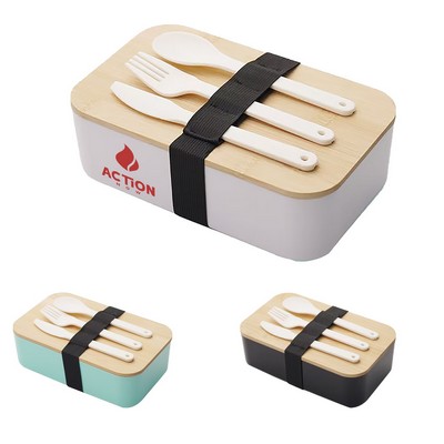 Wheat Straw Bento Lunch Box&Cutlery Set