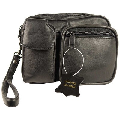 Leather Waist Pouch w/Multiple Pockets