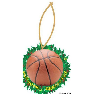 Basketball & Wreath Ornament w/ Clear Mirrored Back (4 Square Inch)