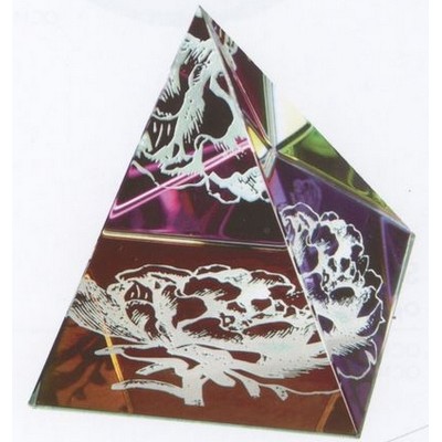 Medium Rainbow Pyramid Optical Crystal Paperweight