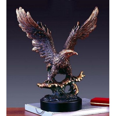 Copper Finish Standing Eagle on Loop Stump Trophy w/ Oval Base (13.5"x15.5")