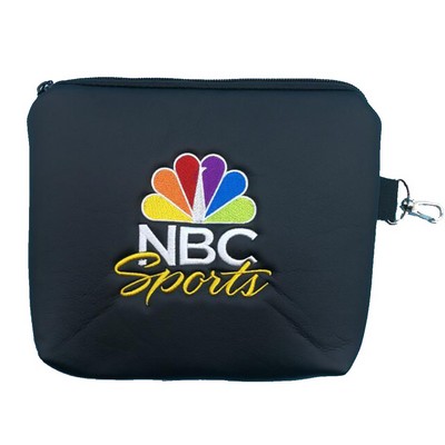 Embroidered Leatherette Zipper Valuables Bag