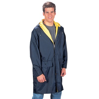 Reversible Navy Blue/ Yellow 3/4-Length Rain Parka (S to XL)