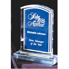 Marbleized Blue Acrylic Rectangle Award w/ Curved Top - 4"x7"