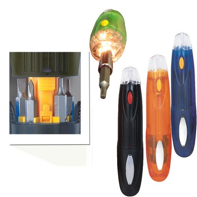 8 Piece Illuminated Compact Screwdriver