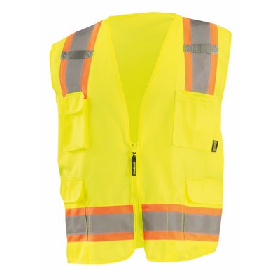 Class 2 Solid Two Tone Surveyor Vest w/Zipper