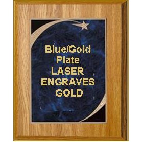 Oak Plaque 9" x 12" - Victory Star Blue Marble 7" x 10" Plate