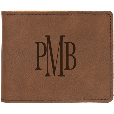 Leatherette Bifold Wallet - Dark Brown