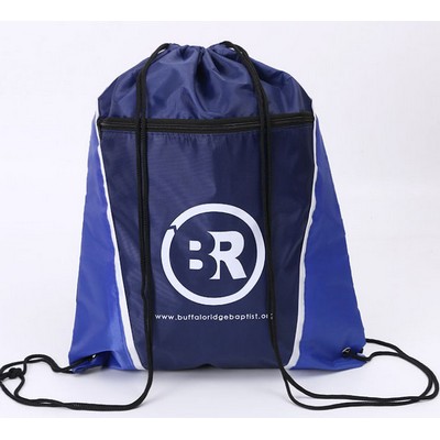 Drawstring Backpack Sports Gym Bag w/Zipper Pocket