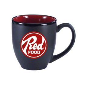 15 Oz. Matte Black Hilo Bistro Coffee Mug w/Red Interior